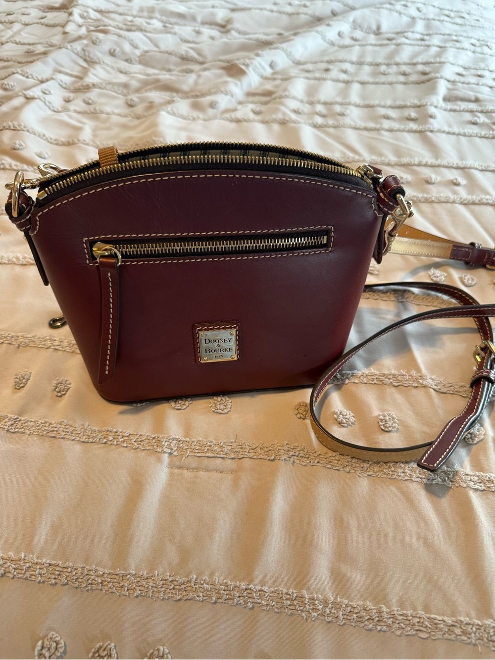 Dooney & Bourke Wine Leather Crossbody with Gold-Tone Hardware